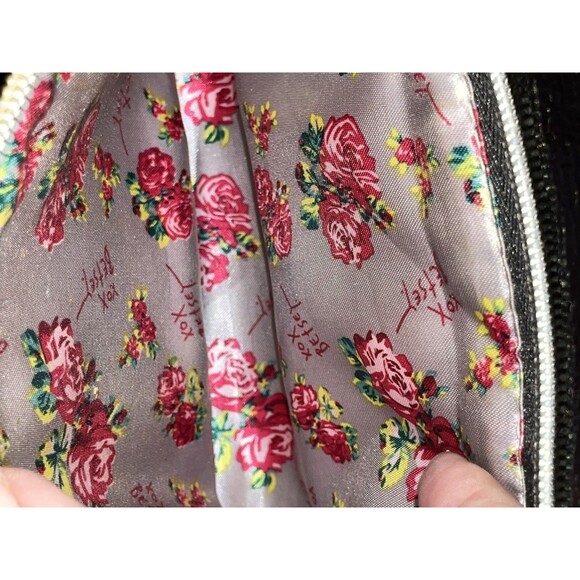 Betsey Johnson Small black Bow handbag Flower Pattern - Picture 8 of 13